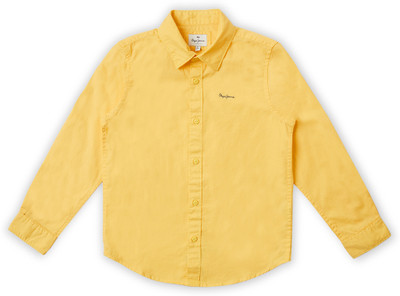 Pepe Jeans Boys Solid Casual Yellow Shirt