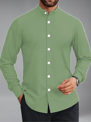 BHUVIKOO Men Solid Casual Light Green Shirt