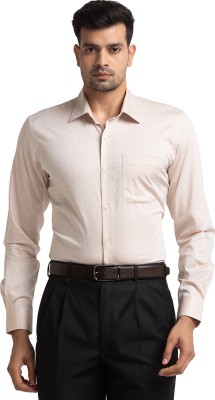 Raymond Men Self Design Formal Beige Shirt
