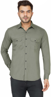 DESIGN UP Men Solid Casual Grey Shirt