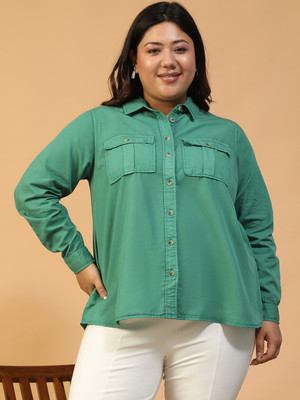 OXOLLOXO Women Solid Casual Green Shirt