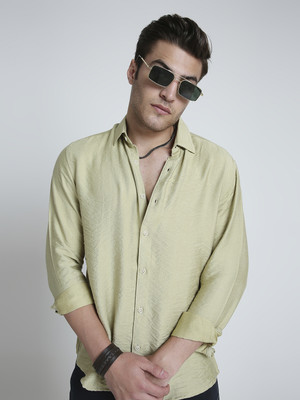 VASTRADO Men Solid Casual Green Shirt