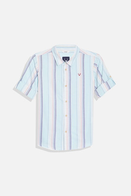 Allen Solly Boys Striped Casual Light Blue Shirt