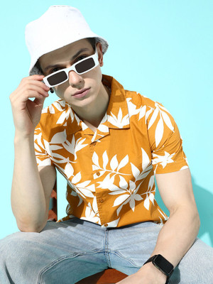 Moda Rapido Men Printed Casual Yellow Shirt