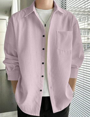MOXTE Men Solid Casual Pink Shirt