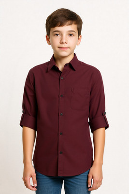 Charchit Boys Solid Casual Purple Shirt