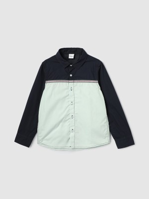 MAX Boys Color Block Casual Dark Blue, Light Green Shirt