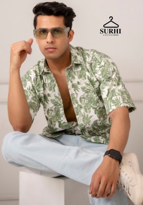 Surhi Men Printed Casual Green Shirt