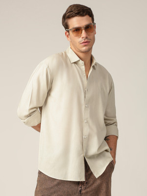 DENNISON Men Solid Casual Light Green Shirt