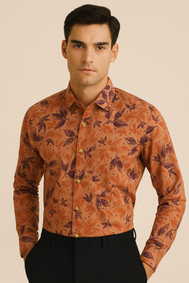AtreenEdgeFly Men Printed Casual Orange Shirt