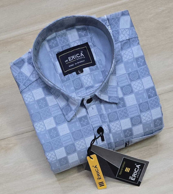 Erica Men Graphic Print Casual Blue Shirt