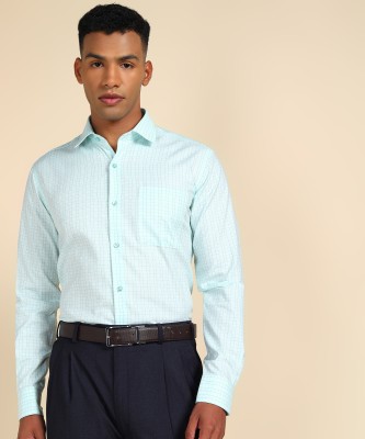 Raymond Men Checkered Formal Green Shirt