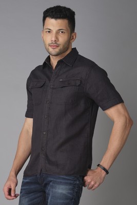 ROOKIES Men Solid Casual Black Shirt