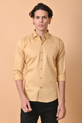 Lee Cross Men Solid Casual Khaki Shirt