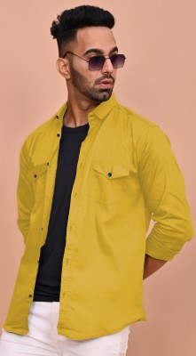 Noorify Men Solid Casual Yellow Shirt