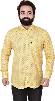 Arthz Fashion Trend Men Printed Casual Yellow Shirt