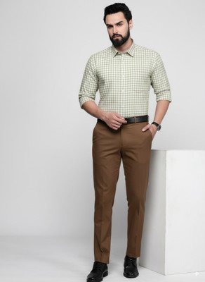 Gati Men Checkered Casual Light Green Shirt