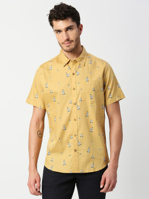 THOMAS SCOTT Men Printed Casual Yellow Shirt