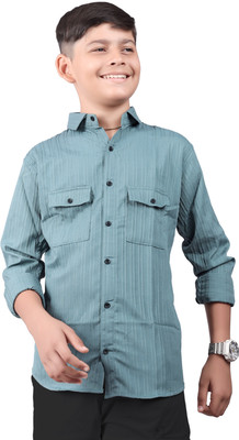 Mameru Boys Striped Casual Light Blue Shirt