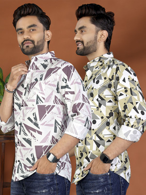ADWYN PETER Men Printed Casual Multicolor Shirt(Pack of 2)