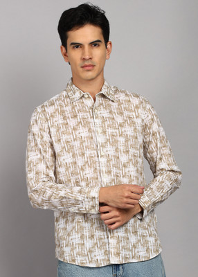FLYING MACHINE Men Printed Casual Brown, White Shirt