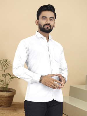 METRONAUT Men Solid Casual White Shirt