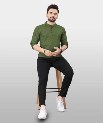 Vertali Industries Men Solid Straight Kurta(Green)
