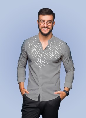 Saraai Men Printed Casual Grey Shirt