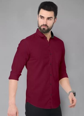 Ramji Fashion Men Solid Casual Maroon Shirt