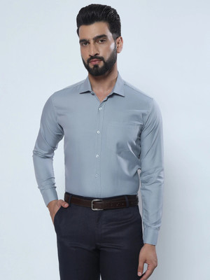 youth first Men Solid Formal Grey Shirt