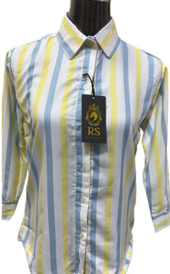 RS FASHION Women Striped Casual Yellow Shirt