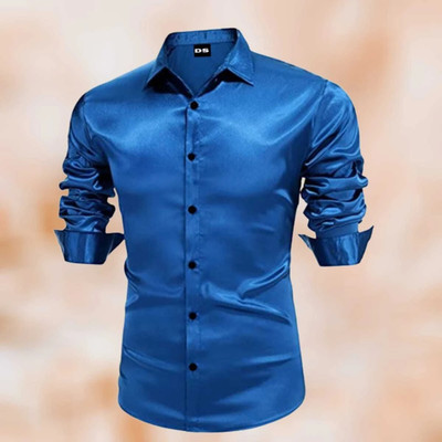 Eluyaana Fashion Men Washed Casual Light Blue Shirt