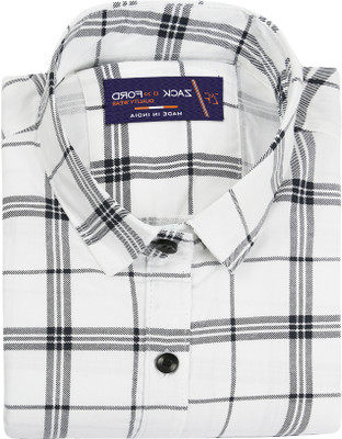 LRK Men Checkered Casual White Shirt