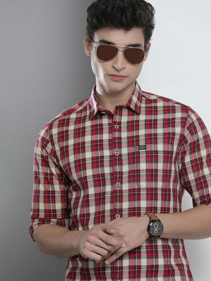 The Indian Garage Co. Men Checkered Casual Maroon Shirt