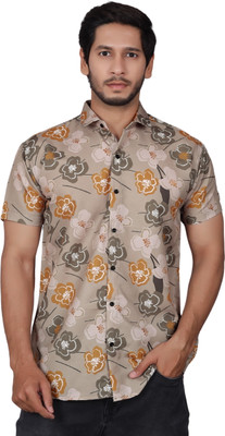 ShopGlobal Men Printed Casual Light Green Shirt