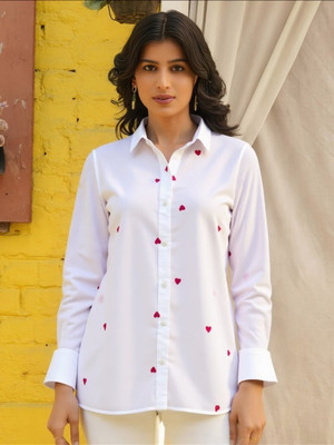 PP PRODUCTIONS Women Printed Casual White Shirt
