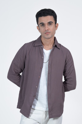 LOOM FASHION Men Solid Casual Grey Shirt