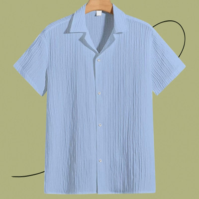 Dharamraj Fashion Men Self Design Casual Light Blue Shirt