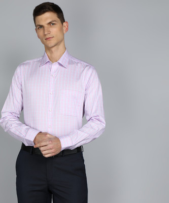 Raymond Men Self Design Formal Pink, Purple, White Shirt