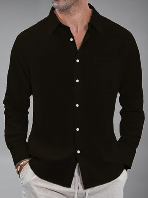 Yugnik Men Solid Casual Black Shirt