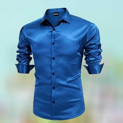 Shlvna Fashion Men Solid Casual Light Blue Shirt