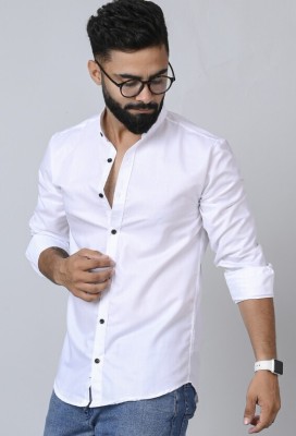 Trendy Hub Men Solid Casual White Shirt