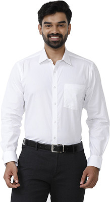 Uathayam Men Solid Formal White Shirt
