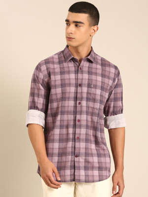 CAVALLO BY LINEN CLUB Men Checkered Casual Purple Shirt