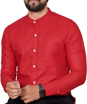 GLOBAL NOMAD Men Solid Casual Red Shirt