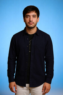 LAXMI TRENDING Men Solid Casual Blue Shirt