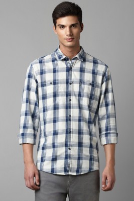 LOUIS PHILIPPE Men Checkered Casual Dark Blue, White Shirt