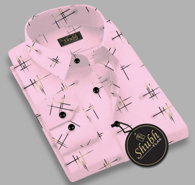 indicare Men Solid Casual Pink Shirt