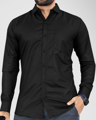 NIVICK Men Solid Casual Black Shirt
