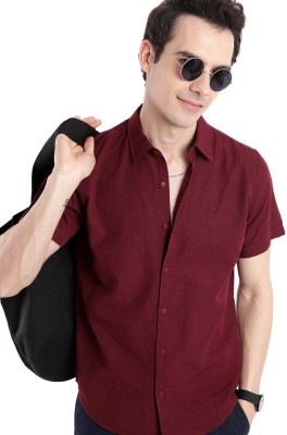 WROGN Men Solid Casual Maroon Shirt